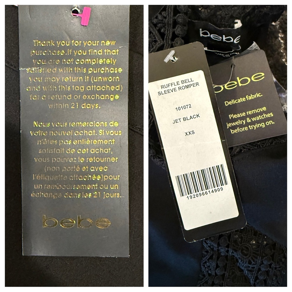 NWT! Bebe RUFFLE BELL SLEEVE ROMPER - Picture 10 of 11